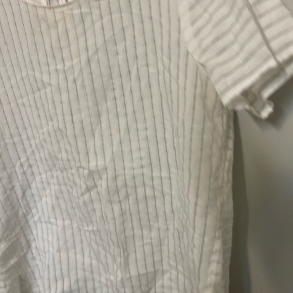 J. Crew Blouse White Sheer Striped Shirt Back Zip Sz 10 Career Minimalist Preppy - Picture 6 of 8